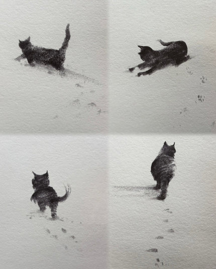 Snowy Kittens Series (Set of 4 Illustrations)