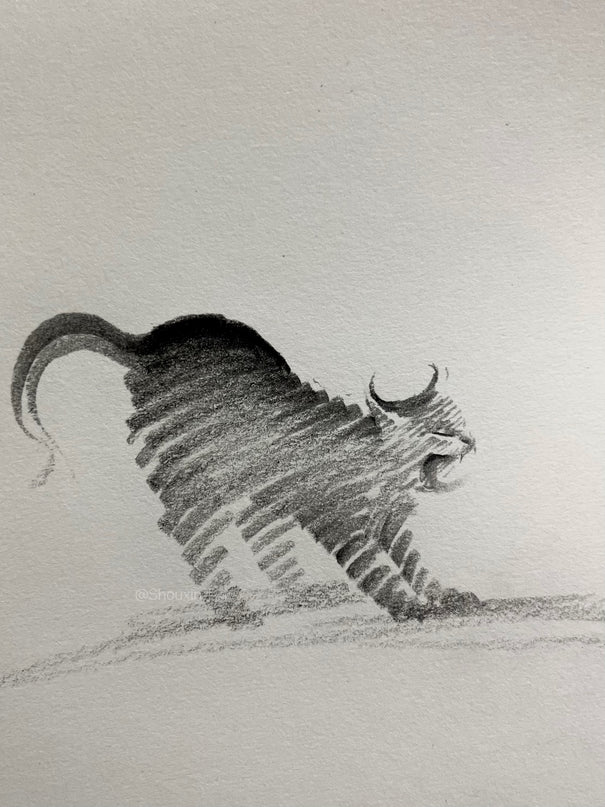 No. 012  "Black Cat Series – Yawning"