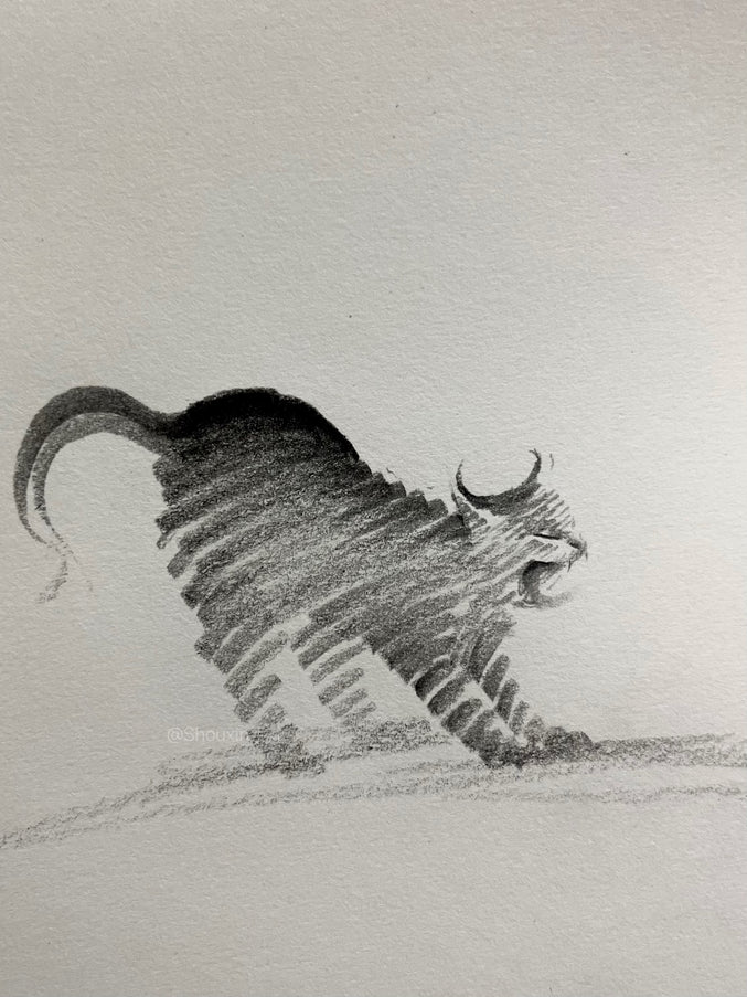 No. 012  "Black Cat Series – Yawning"