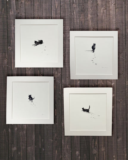 Snowy Kittens Series (Set of 4 Illustrations)