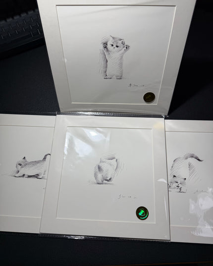 Leisurely Kittens Series (Set of 4 Illustrations)