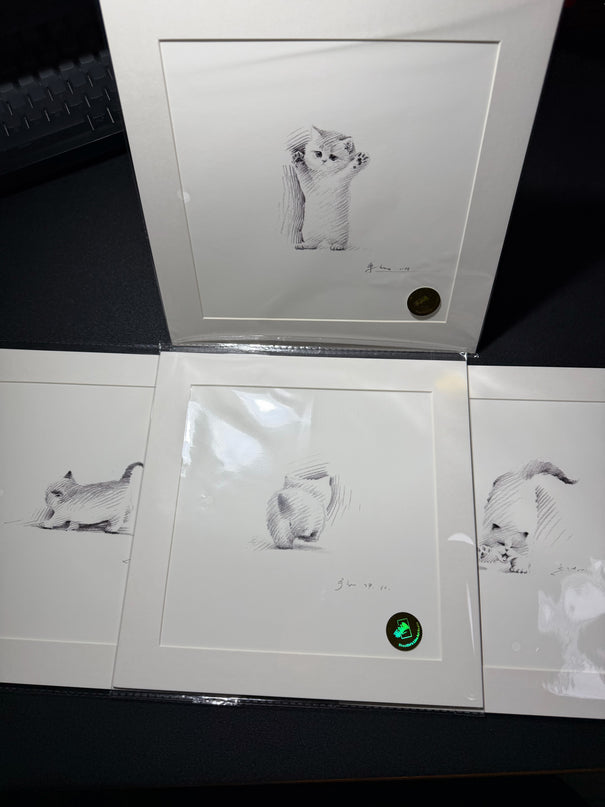 Leisurely Kittens Series (Set of 4 Illustrations)