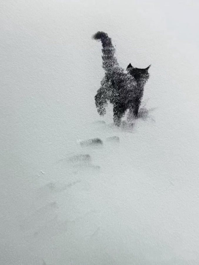 No. M022  "The Black Cat, Snowfield No. III" (Masterpiece)