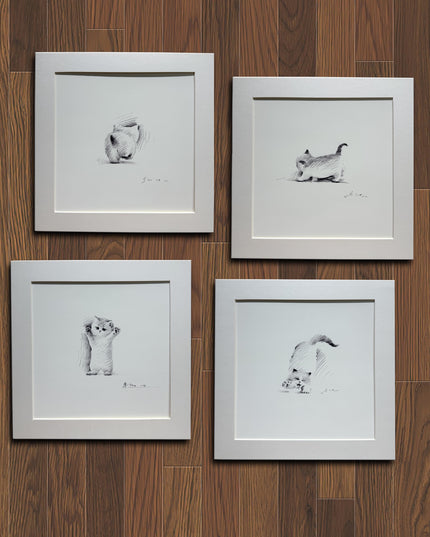 Leisurely Kittens Series (Set of 4 Illustrations)
