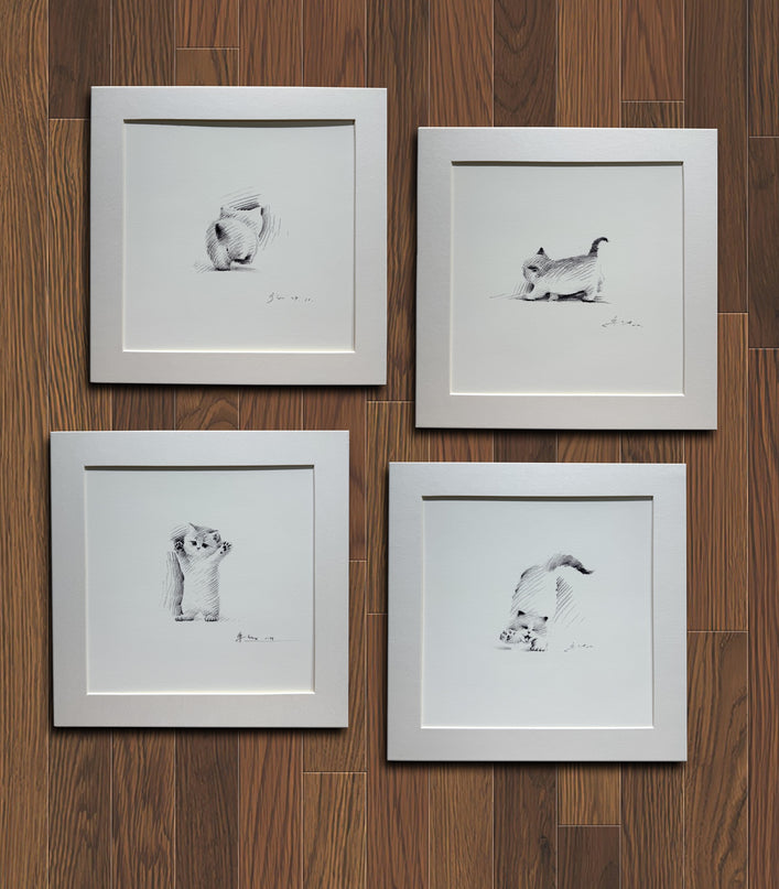 Leisurely Kittens Series (Set of 4 Illustrations)